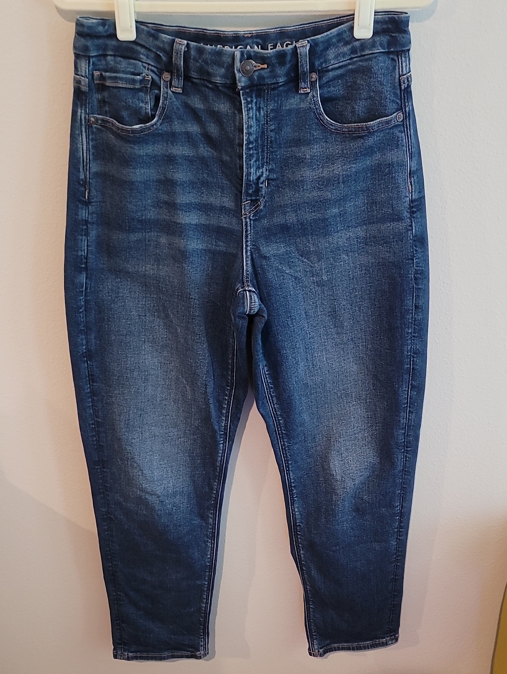American Eagle Outfitters Dark Indigo Cropped High-Rise Jeans